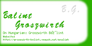balint groszwirth business card